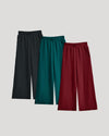 Girls Waffle Wide Leg Pants 3-Pack, elastic waistband, wide-leg, cozy lounge fit.
