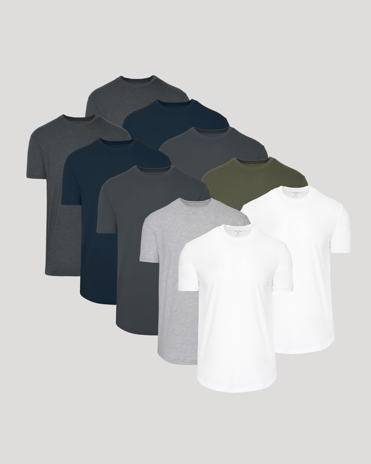 Wardrobe Straight Hem Crew Neck T-Shirt 10-Pack in neutral tones.