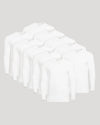 White Classic Long Sleeve Crew Neck 10-Pack arranged in staggered grid.