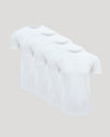 White Premium Pima Crew Curved Hem 4-Pack arranged in a fan layout.