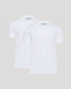 White Premium Pima Polo 2-Pack, collared, button-placket style, overlapping display.