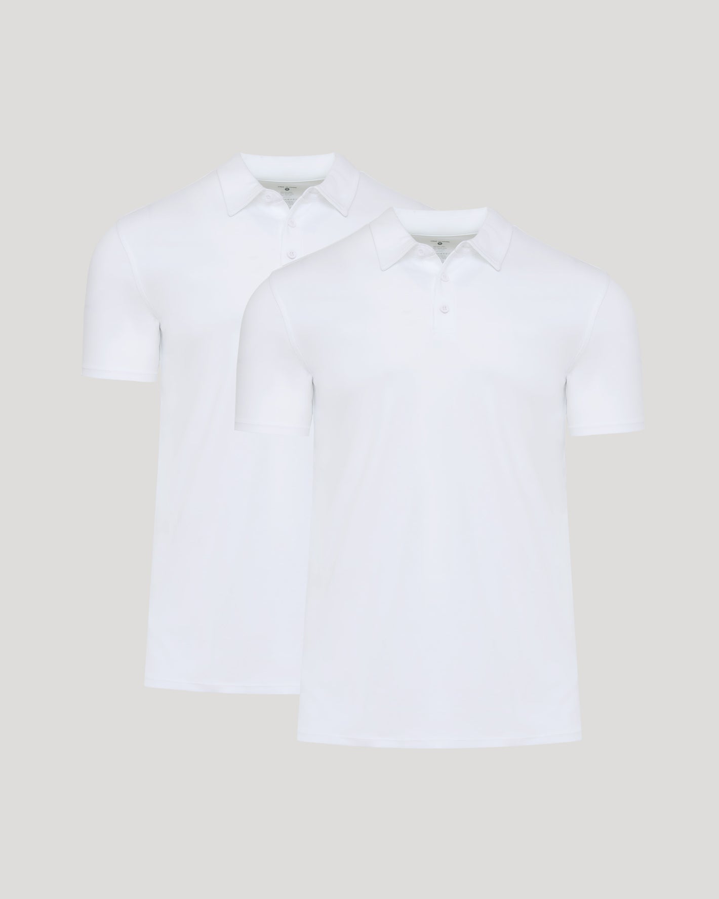 White Premium Pima Polo 2-Pack, collared, button-placket style, overlapping display.