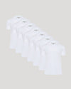White Premium Pima Polo 7-Pack arranged staggered, showcasing sleek design.
