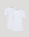 White Premium Pima V-Neck 2-Pack, featuring two plain, tailored T-shirts.