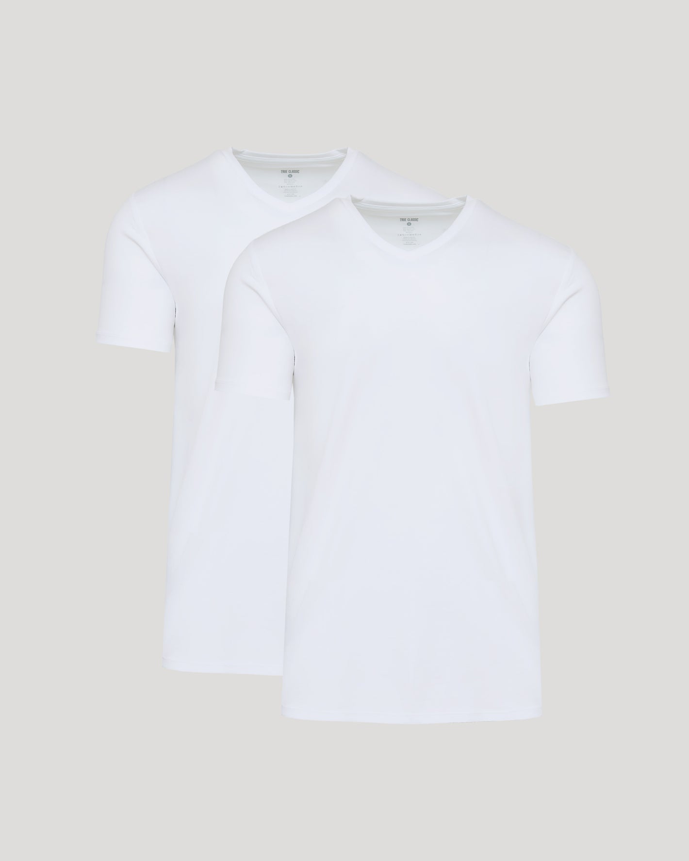 White Premium Pima V-Neck 2-Pack, featuring two plain, tailored T-shirts.