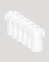 White Curved Hem Classic Crew Neck 6-Pack displayed diagonally on gray.
