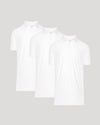 Three white polo shirts displayed side by side featuring the Tall Active Polo - Men's Performance Stretch Polo Shirt - Moisture Wicking Athletic Fit design, highlighting their clean and athletic style.