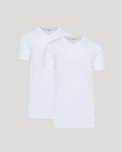 White Tall Premium Pima V-Neck 2-Pack