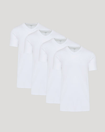 White Tall Premium Pima V-Neck 4-Pack