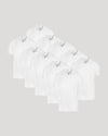 All White Classic Polo 10-Pack arranged on light gray background.