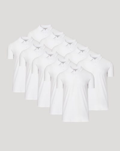 All White Tall Classic Polo 10-Pack