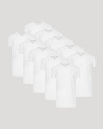 Paquete de 10 camisetas blancas clásicas con cuello en V alto