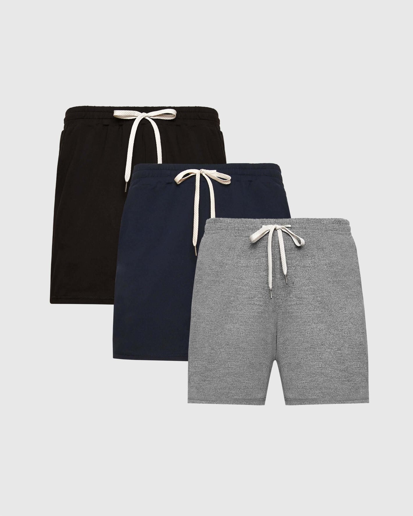 Basic Active Comfort Shorts 3-Pack with drawstrings, elastic waistbands.