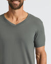 Man wearing True Classic Men’s V-Neck T Shirt, short-sleeve, modern fit.