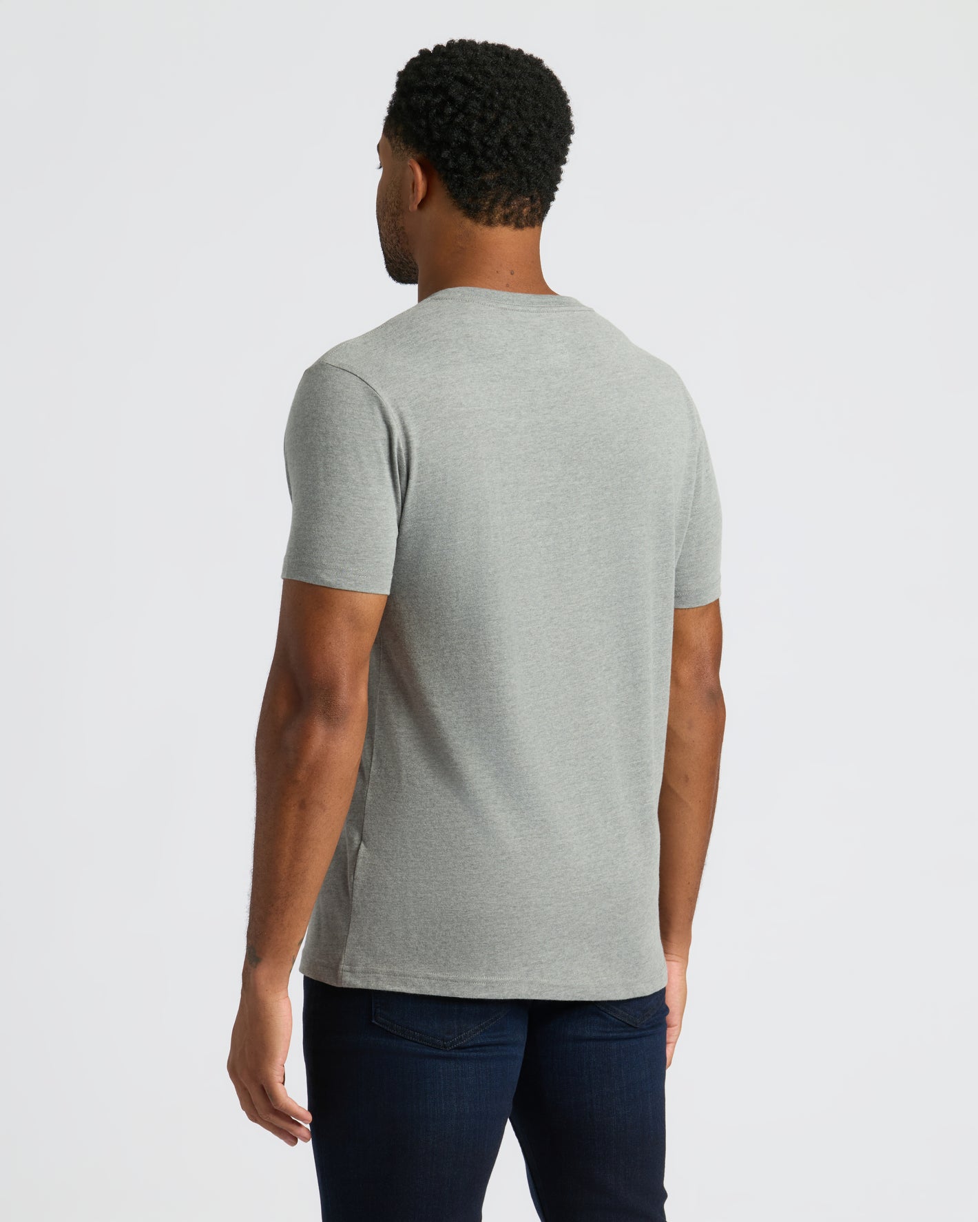 True Classic Men’s V-Neck T Shirt - Back view, athletic fit, short sleeve.