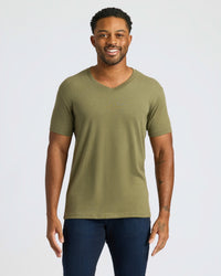 Heather Military Green Classic V-Neck