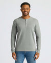 True Classic Men's Long Sleeve Henley, soft cotton blend, classic 3-button style.