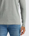 True Classic Men’s Long Sleeve Henley, soft cotton blend, classic 3-button style.