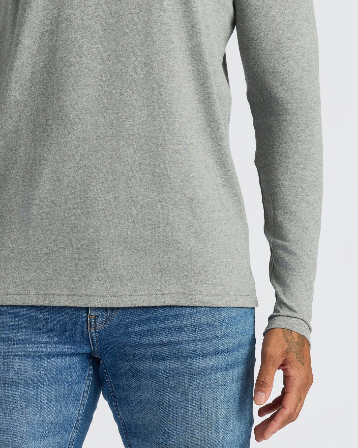 True Classic Men’s Long Sleeve Henley, soft cotton blend, classic 3-button style.