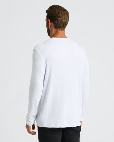 Waffle Long Sleeve Crew Neck - White
