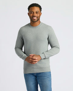 True ClassicMan wearing Medium Heather Gray Pullover Fleece Crew from 2-Pack.