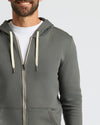 Charcoal Heather Gray Fleece French Terry Zip Hoodie worn casually.
