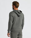 Back view of Charcoal Heather Gray Fleece French Terry Zip Hoodie.