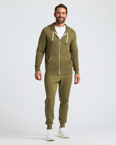 Fleece Full Zip Hoodie - Military Green