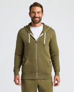 True ClassicMilitary Green Fleece French Terry Zip Hoodie