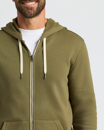 Fleece Full Zip Hoodie - Military Green