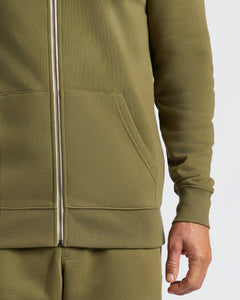 True ClassicMilitary Green Fleece French Terry Zip Hoodie