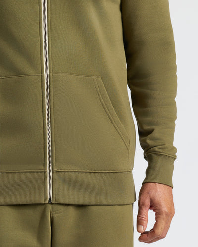 Fleece Full Zip Hoodie - Military Green