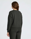 Back view of Womens Black Slouch Pullover Crew showcasing its relaxed fit.