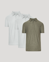 Active Short Sleeve Polo 3-Pack featuring olive and pale heather polos.