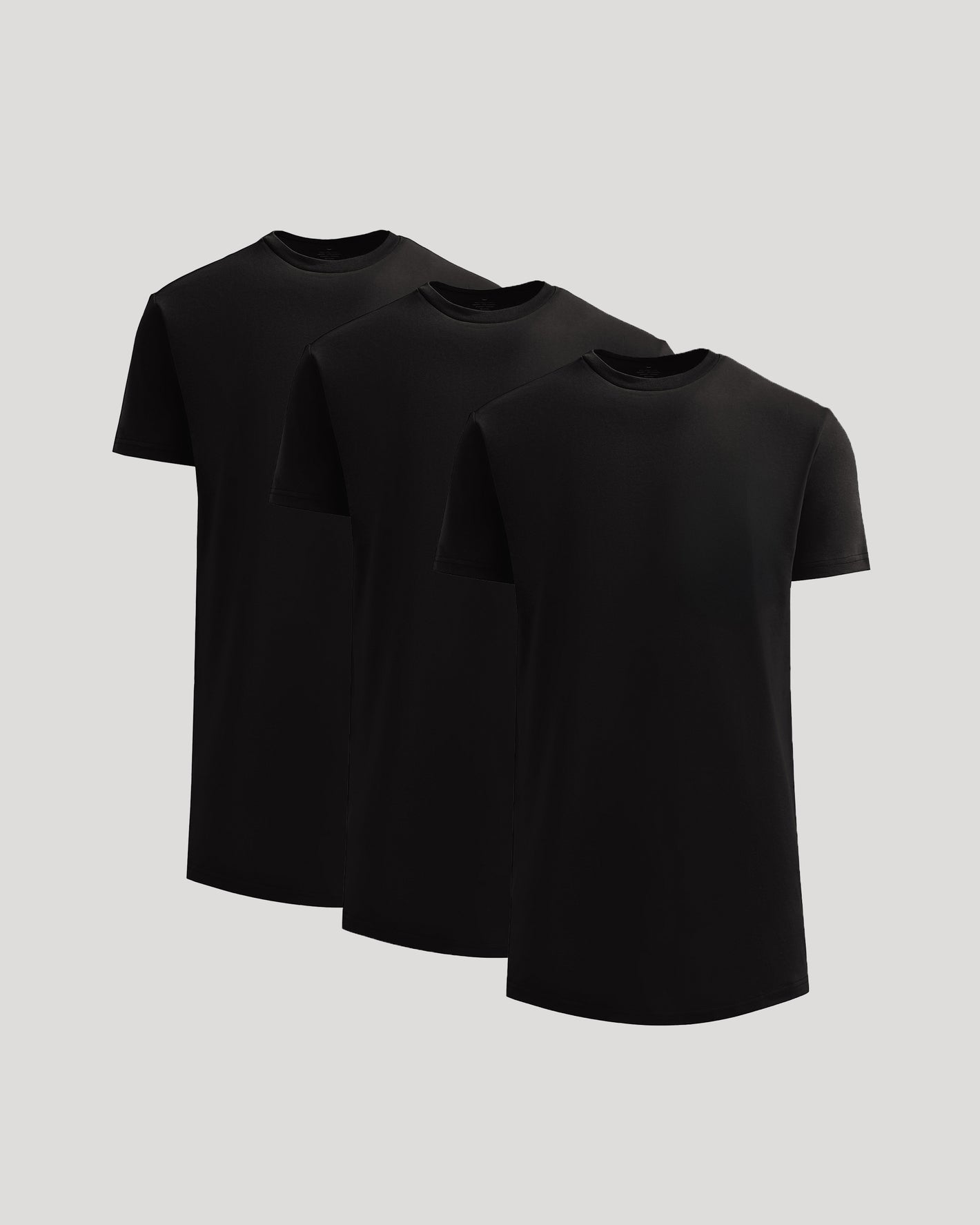 All Black Tall Heavyweight Curved Hem Crew 3-Pack