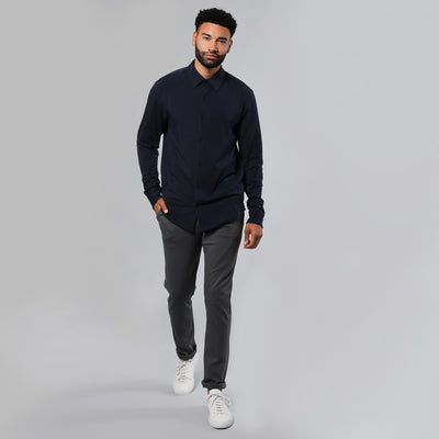 Knit Long Sleeve Shirt - Navy