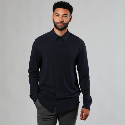 Knit Long Sleeve Shirt - Navy