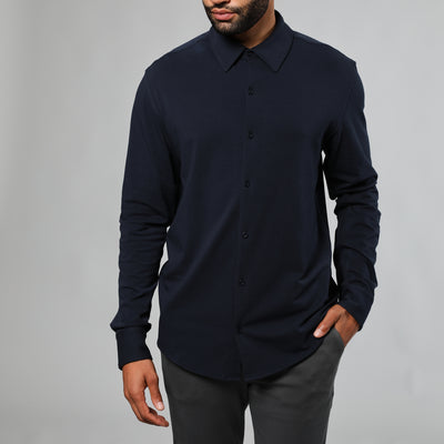 Knit Long Sleeve Shirt - Navy