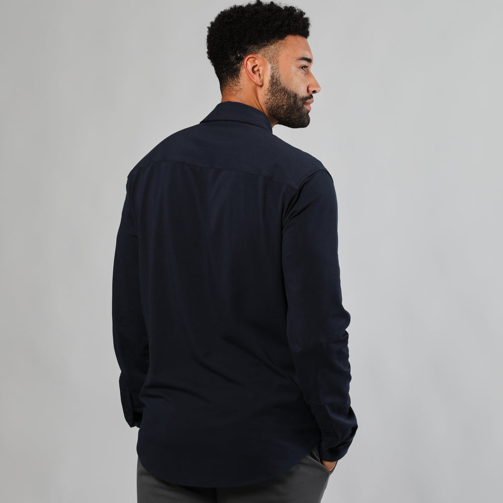 Navy Long Sleeve Knit Shirt