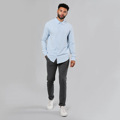 Knit Long Sleeve Shirt - Pale Blue