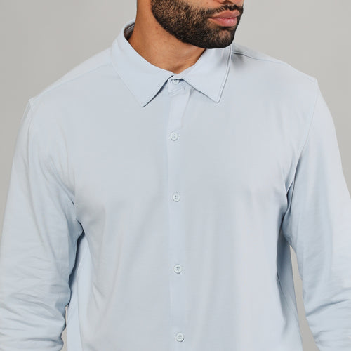 Pale Blue Long Sleeve Knit Shirt