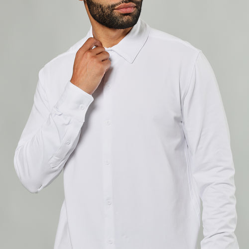 White Long Sleeve Knit Shirt