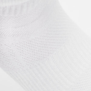 True ClassicWhite Ankle Socks 3-Pack, close-up of ribbed knit fabric.