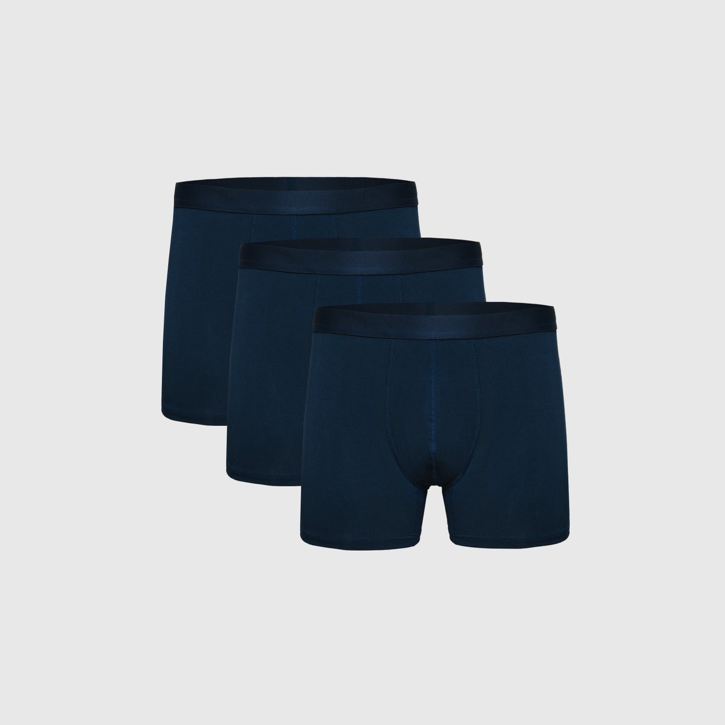Navy Boxer Trunks 3-Pack arranged side by side.