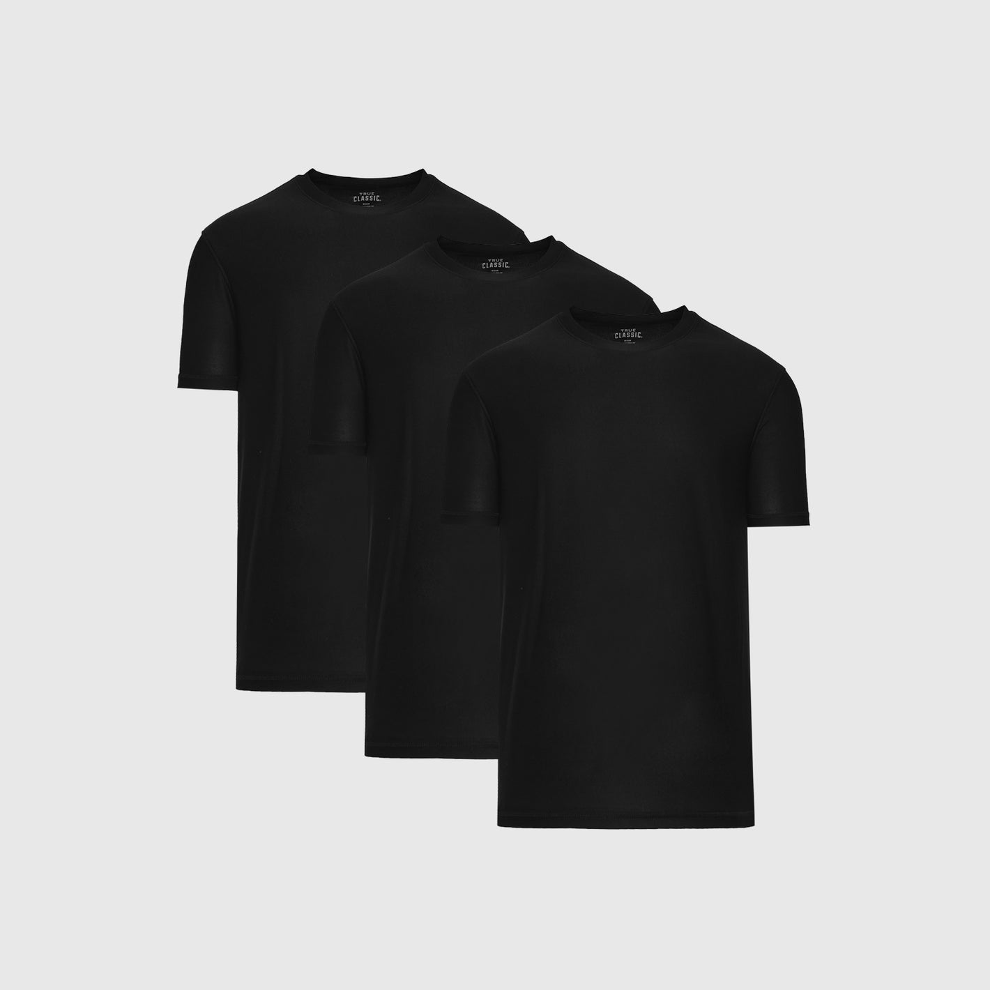 All Black Active Crew Neck 3-Pack on light gray background.
