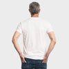 Person wearing White Pocket Crew Tee and blue jeans, viewed from behind.