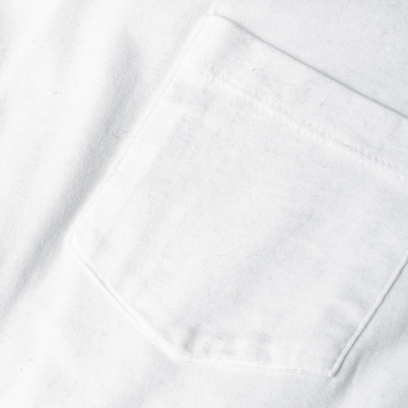White Pocket Crew Tee with stitched chest pocket detail.