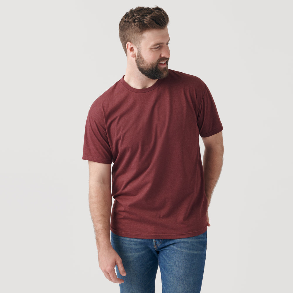 Heather Burgundy Short Sleeve Crew Neck Tee