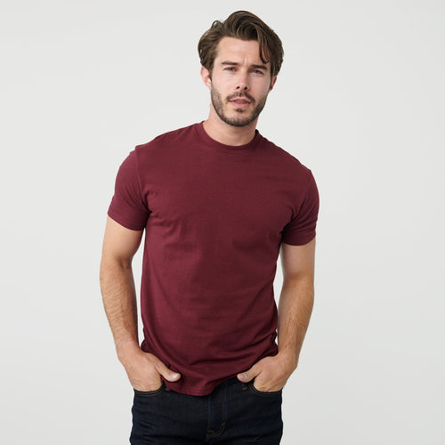 Burgundy Short Sleeve Crew Neck Tee