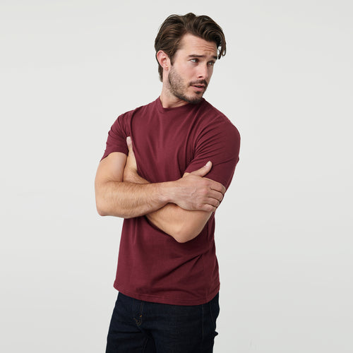 Burgundy Short Sleeve Crew Neck Tee